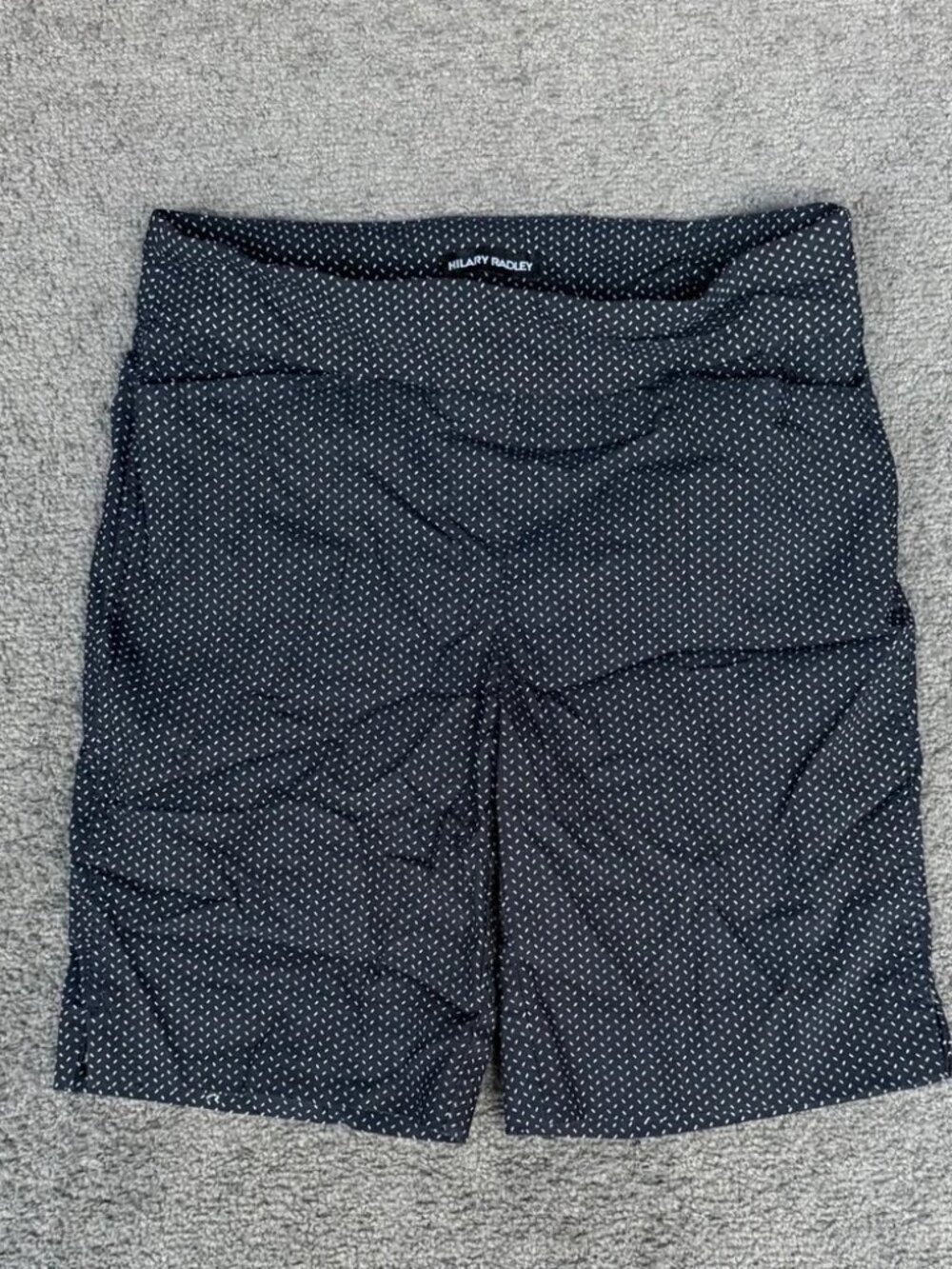 Hilary Radley Navy White Dash Print Pull On Bermuda Shorts Small D3994-E2318